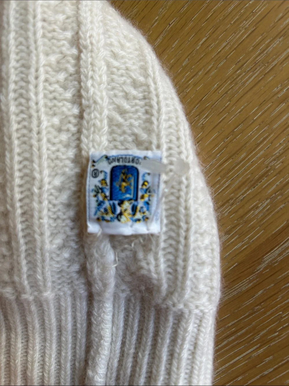 Portolano Women's Natural Stitched Cashmere Beanie, Cream, NWOT